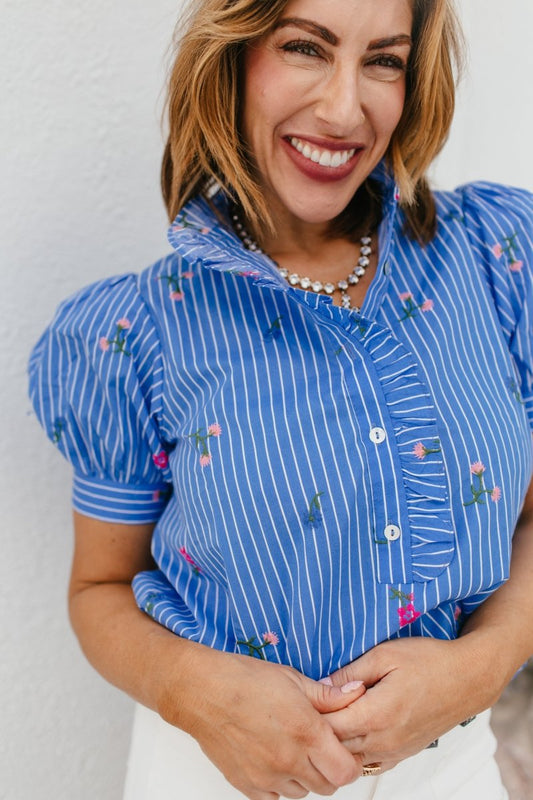 Feeling Blue Top - Macoma Boutique100 Short Sleeve