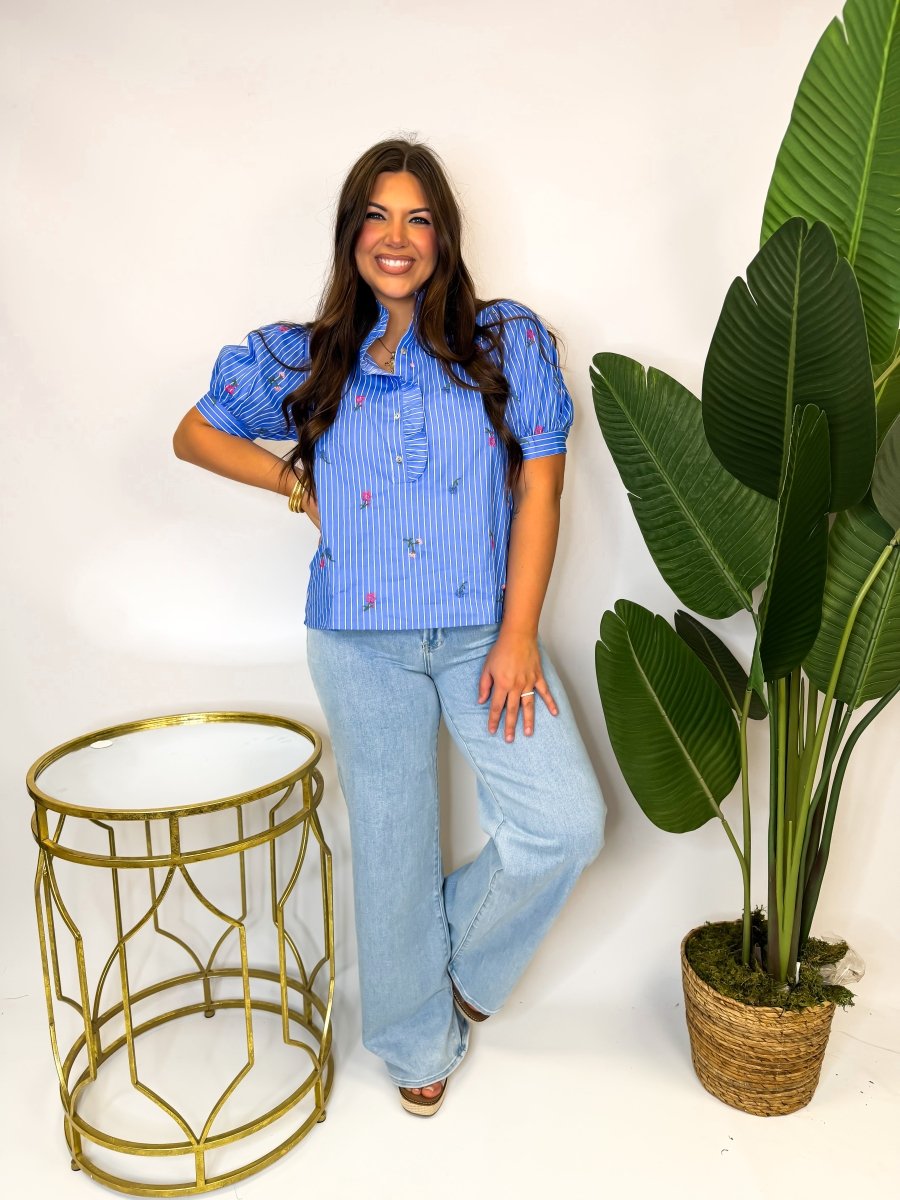 Feeling Blue Top - Macoma Boutique100 Short Sleeve