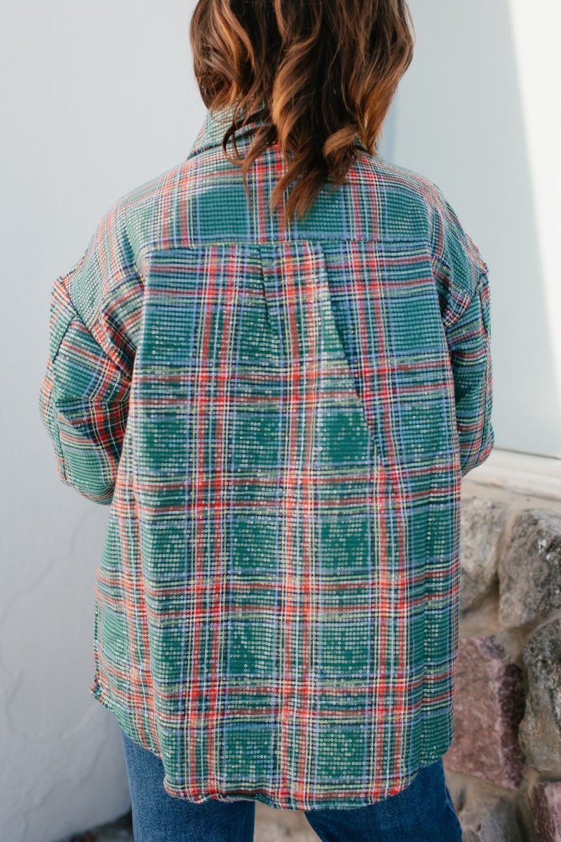 Festive Flicker Top In Green - Macoma Boutique120 Long Sleeve