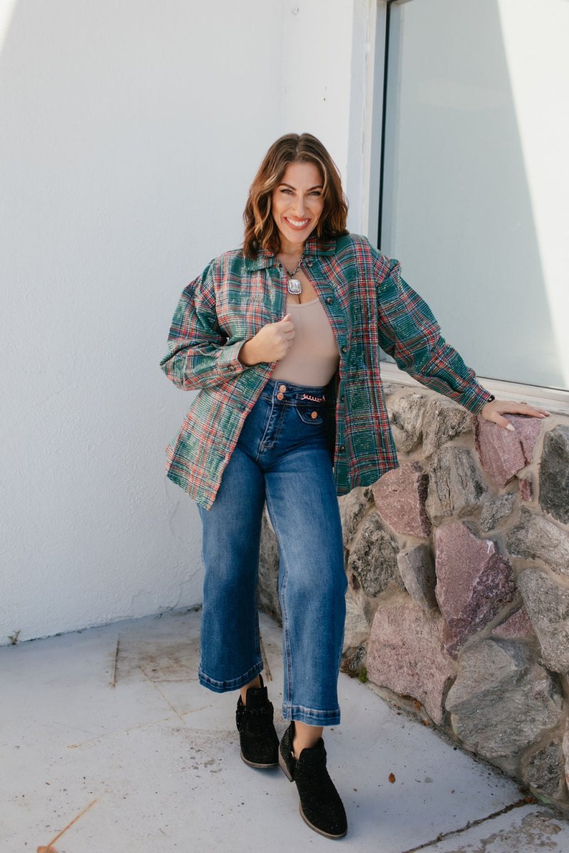 Festive Flicker Top In Green - Macoma Boutique120 Long Sleeve