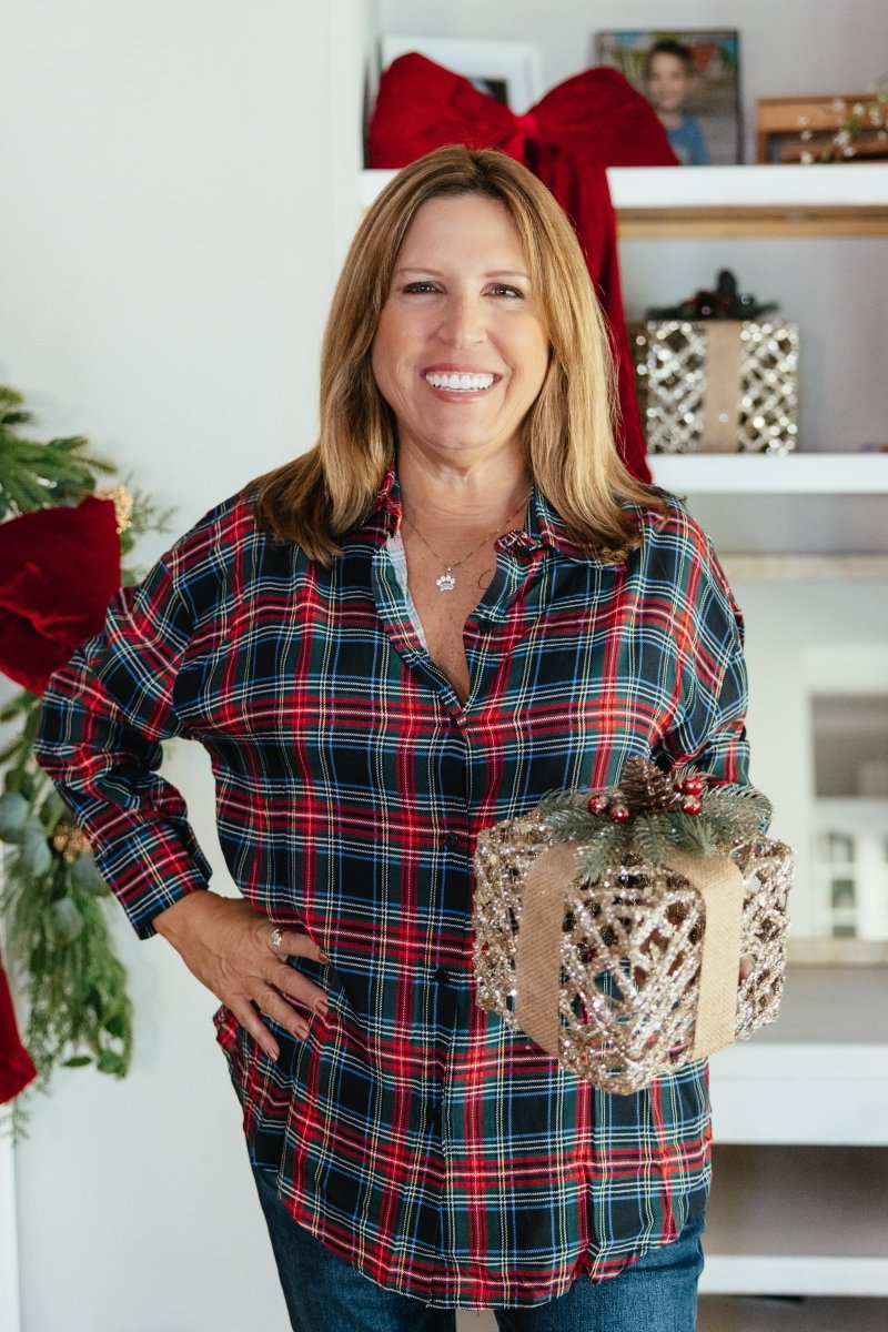 Festive Kathryn Button Up Top In Red Plaid - Reg & Curvy - Macoma Boutique120 Long Sleeve