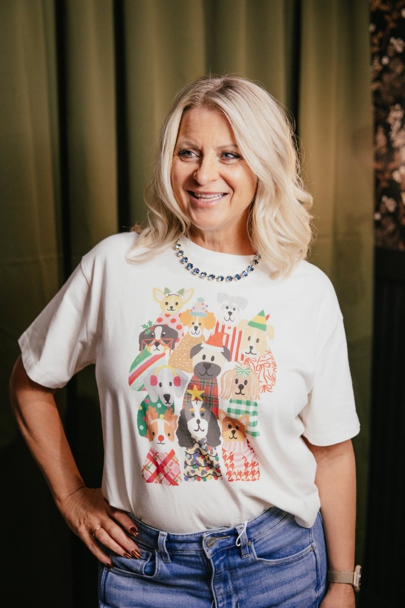 Festive Sweater Pups Crop Tee - Macoma Boutique310 Accessories