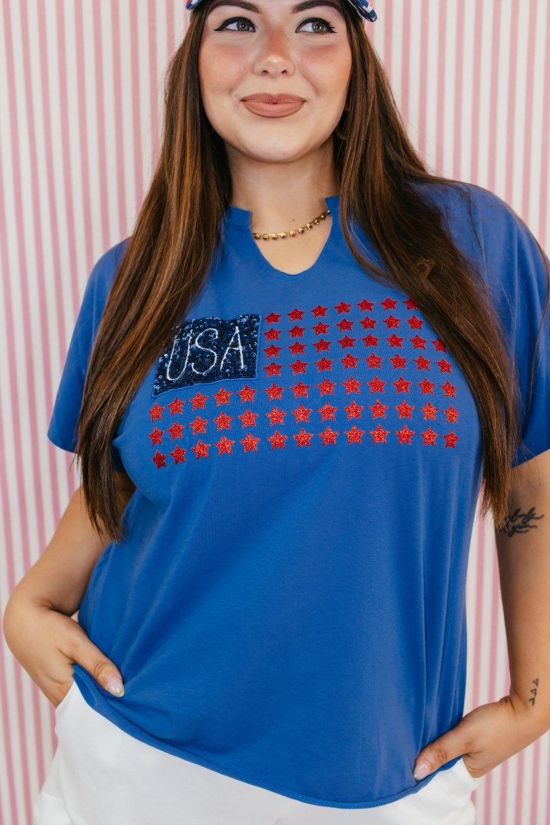 Firecracker Flag Tee - Reg & Curvy - Macoma Boutique140 Graphic Tees