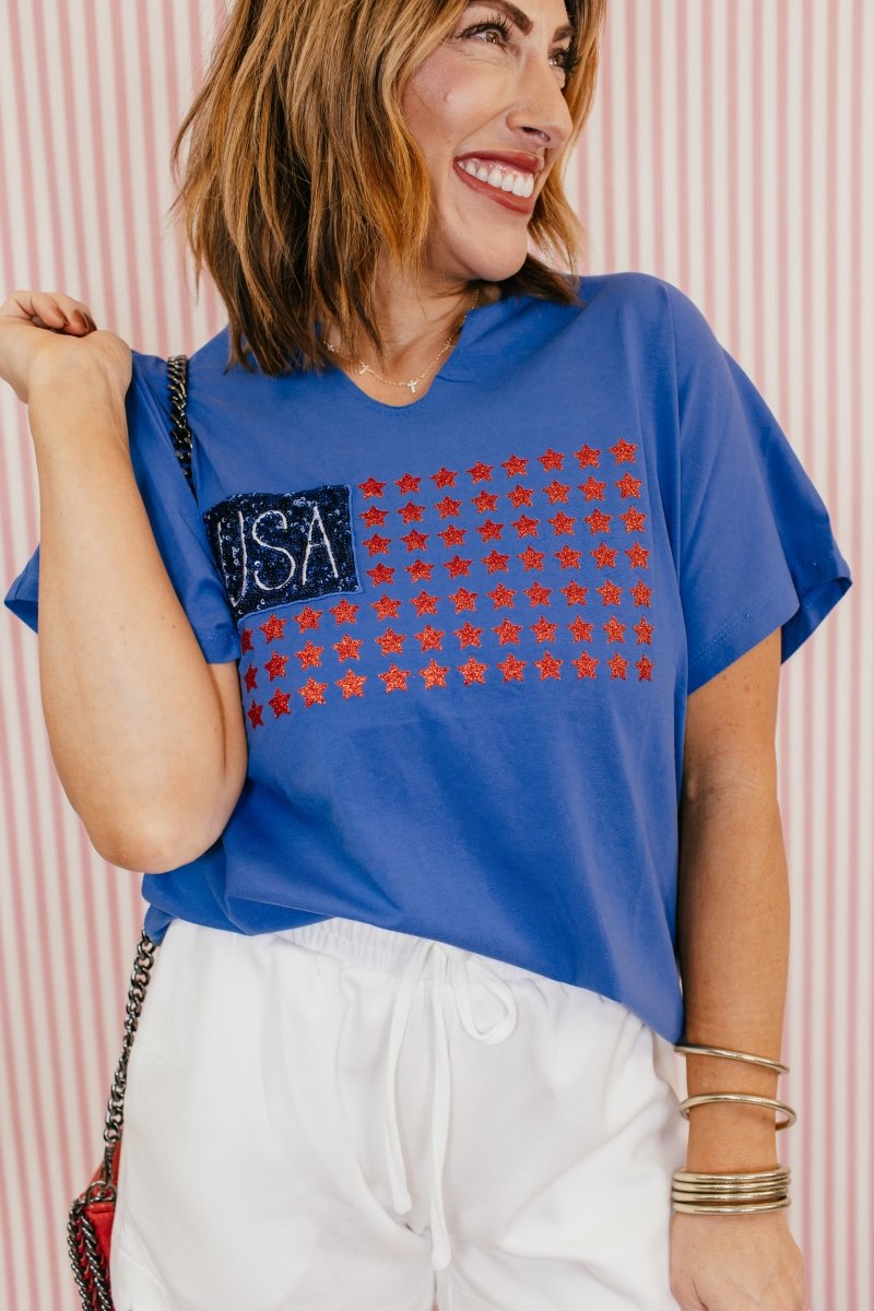 Firecracker Flag Tee - Reg & Curvy - Macoma Boutique140 Graphic Tees