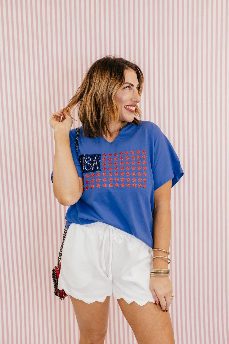 Firecracker Flag Tee - Reg & Curvy - Macoma Boutique140 Graphic Tees