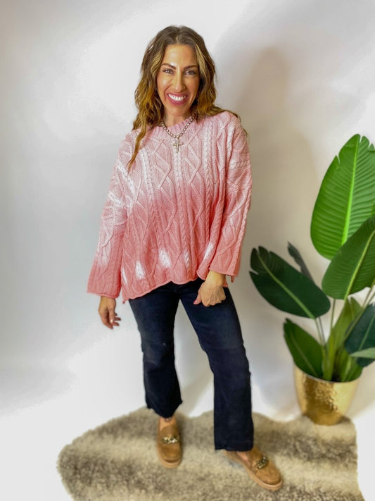 Fireside Cozy Sweater In Coral - Macoma Boutique130 Sweaters