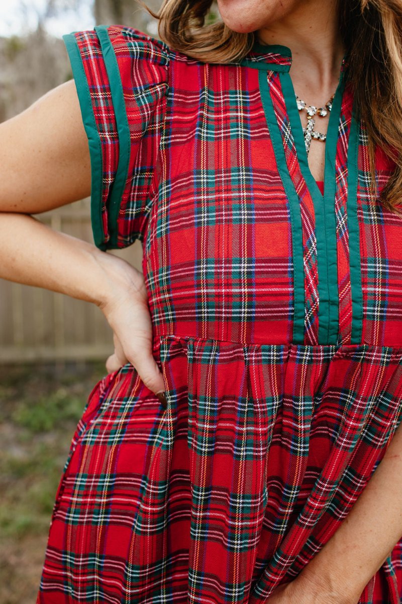 Fireside Plaid Dress - Reg & Curvy - Macoma Boutique250 Dresses