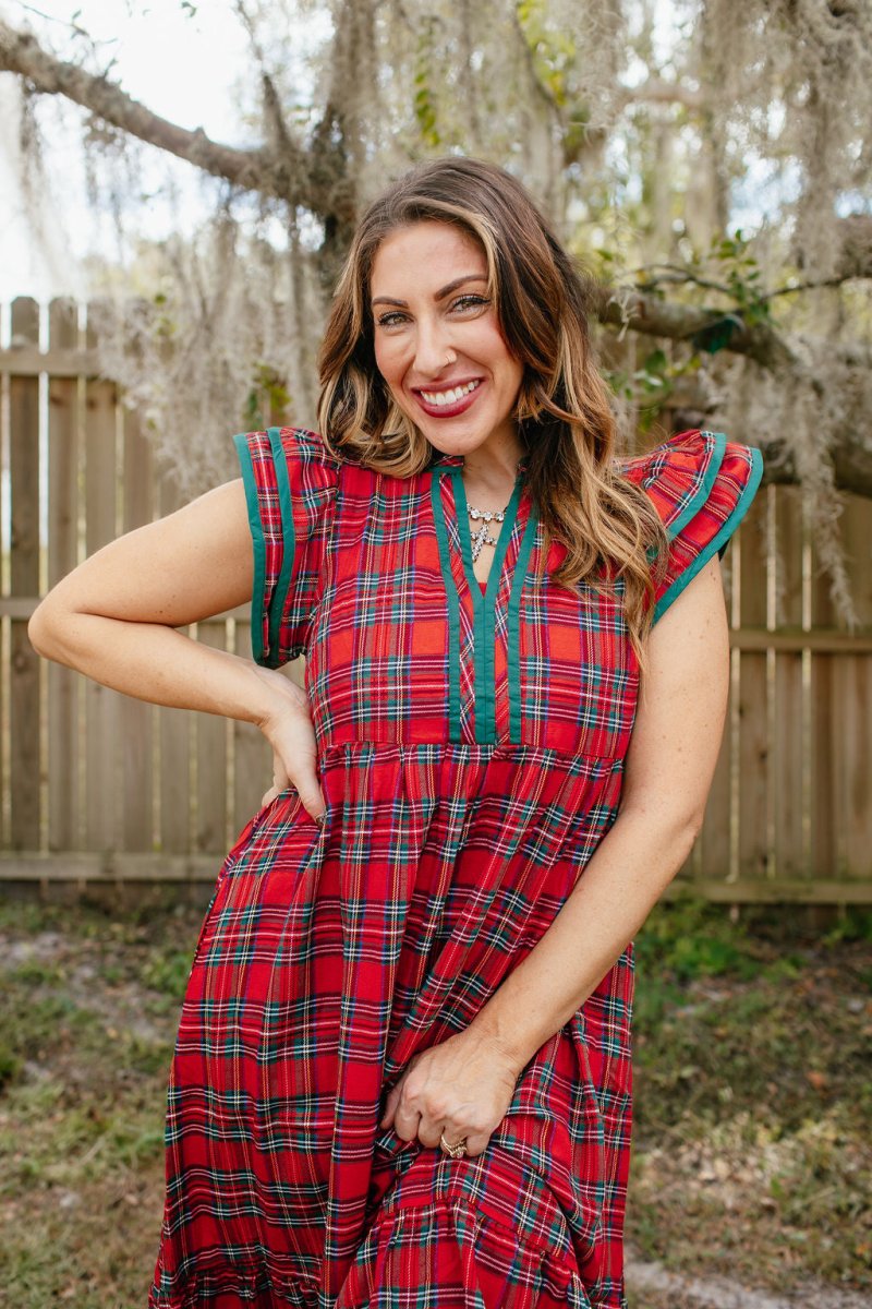 Fireside Plaid Dress - Reg & Curvy - Macoma Boutique250 Dresses