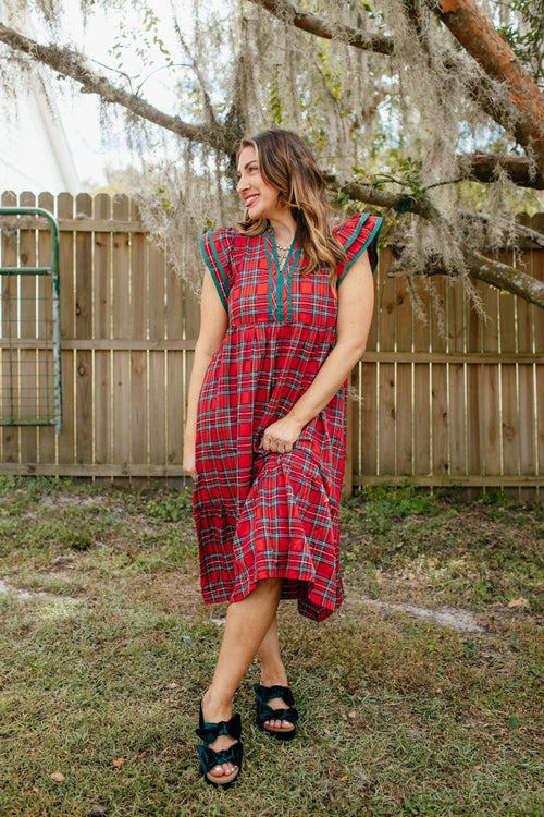 Fireside Plaid Dress - Reg & Curvy - Macoma Boutique250 Dresses