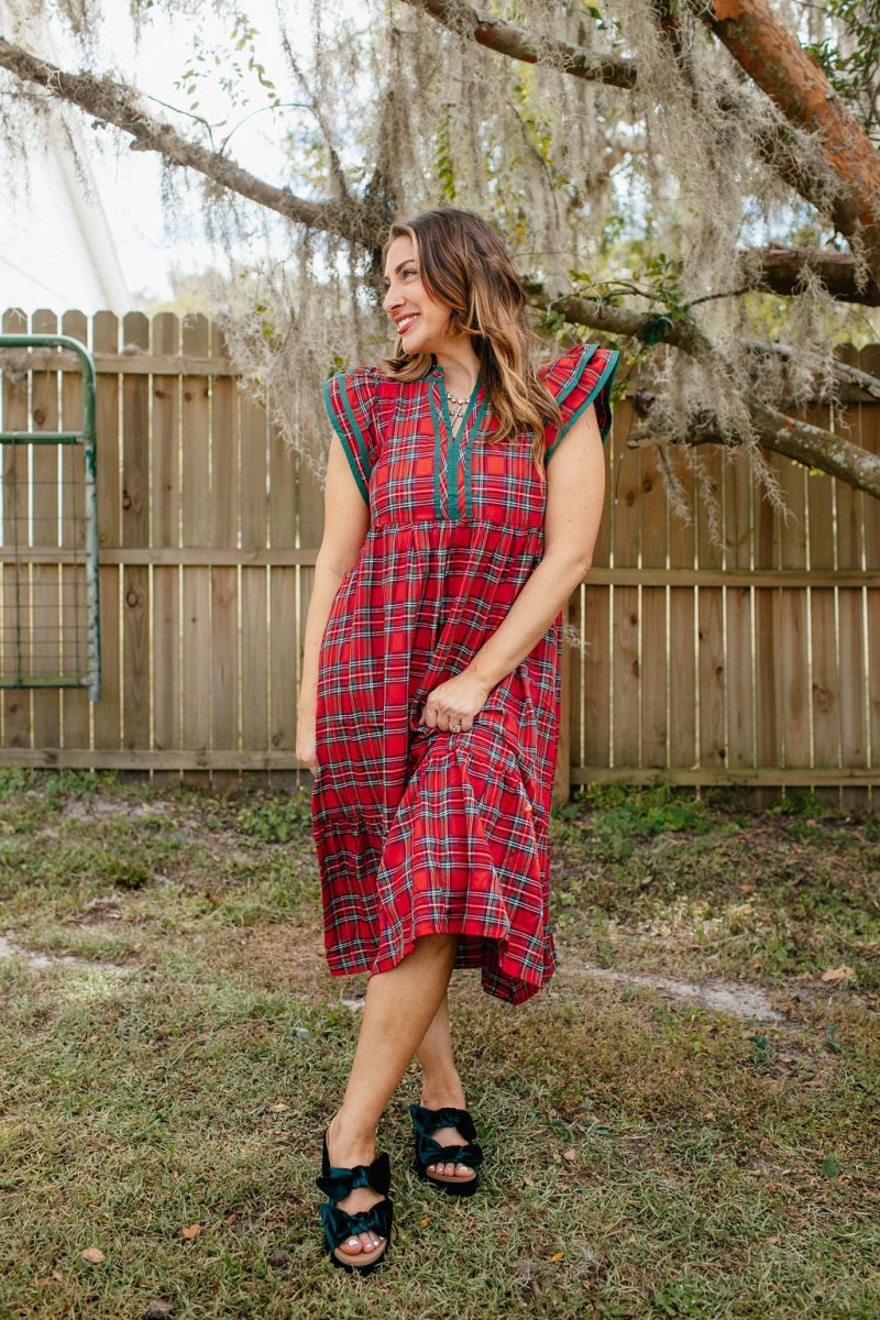 Fireside Plaid Dress - Reg & Curvy - Macoma Boutique250 Dresses