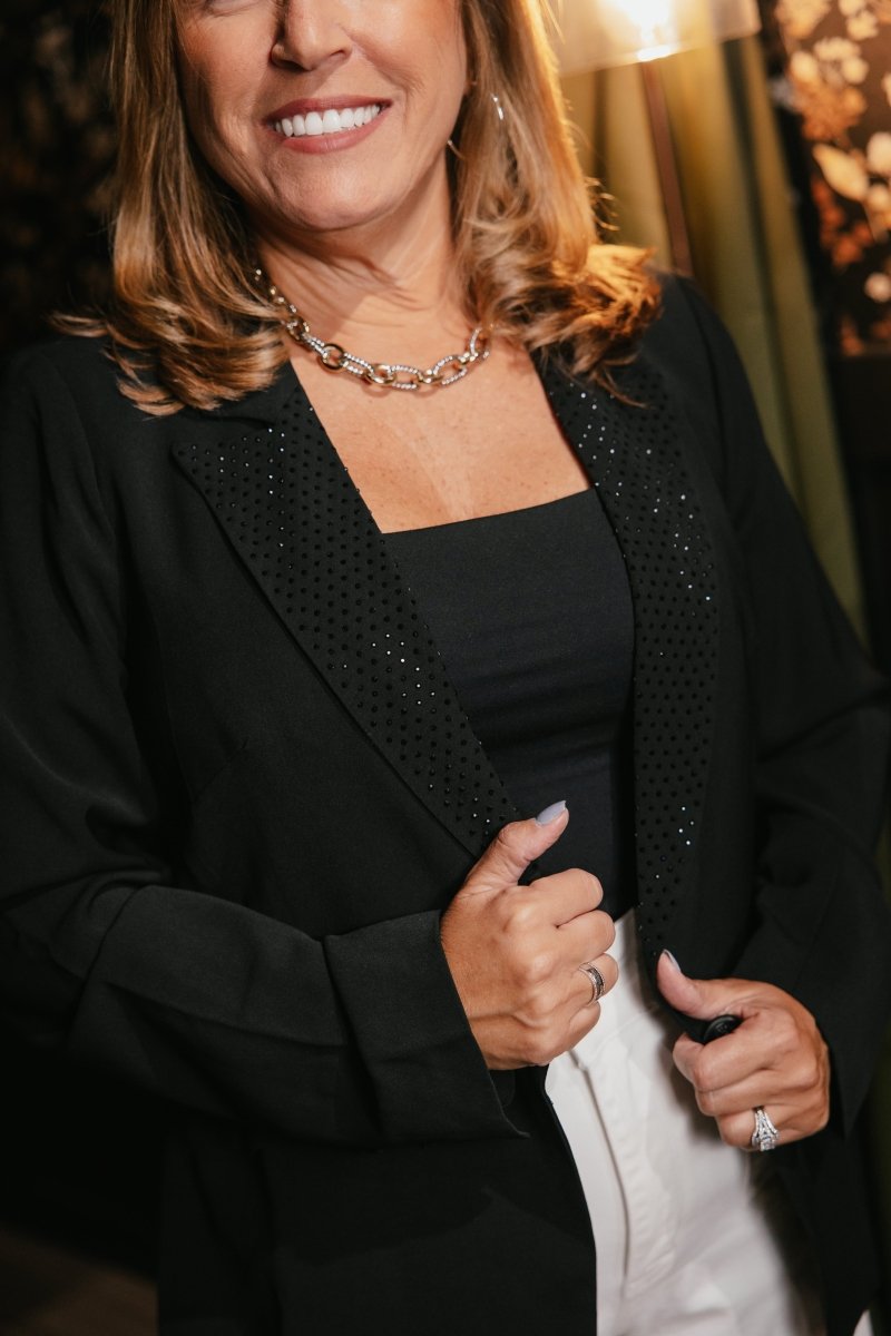 First Class Rhinestone Blazer - Macoma Boutique240 Jackets/Blazers