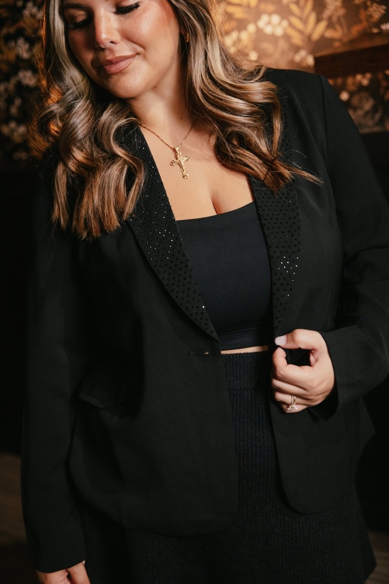 First Class Rhinestone Blazer - Macoma Boutique240 Jackets/Blazers