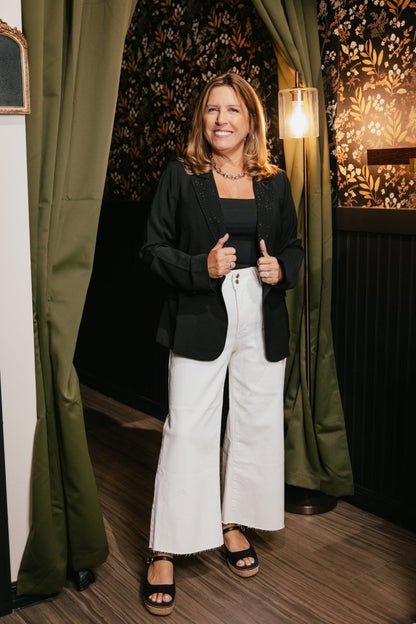 First Class Rhinestone Blazer - Macoma Boutique240 Jackets/Blazers