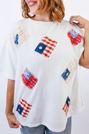 Flag Patches Top - FINAL SALE - Macoma Boutique100 Short Sleeve