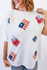 Flag Patches Top - FINAL SALE - Macoma Boutique100 Short Sleeve