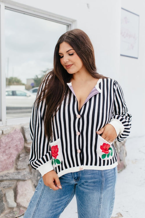 Floral Accent Cardigan - Macoma Boutique220 Cardigans/Kimonos