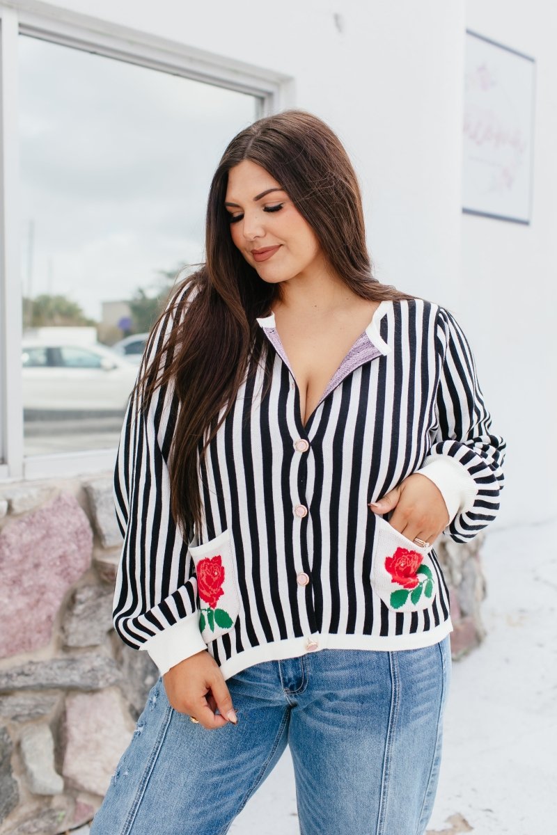 Floral Accent Cardigan - Macoma Boutique220 Cardigans/Kimonos