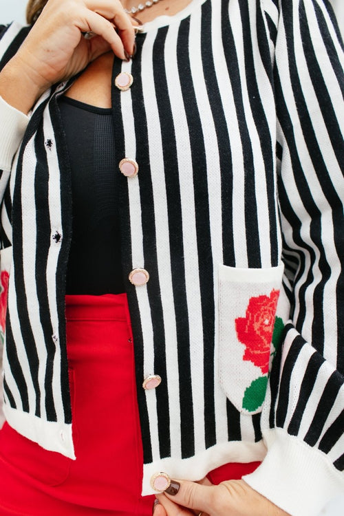 Floral Accent Cardigan - Macoma Boutique220 Cardigans/Kimonos