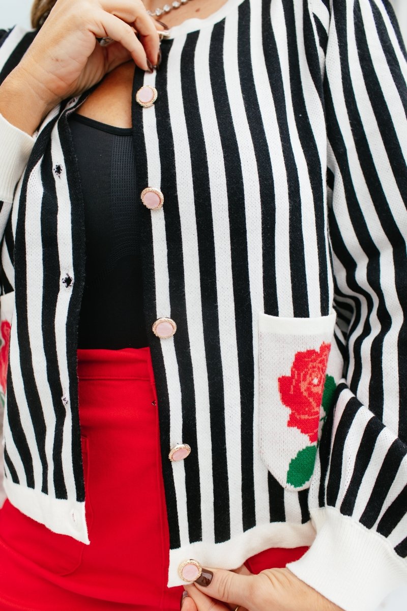 Floral Accent Cardigan - Macoma Boutique220 Cardigans/Kimonos