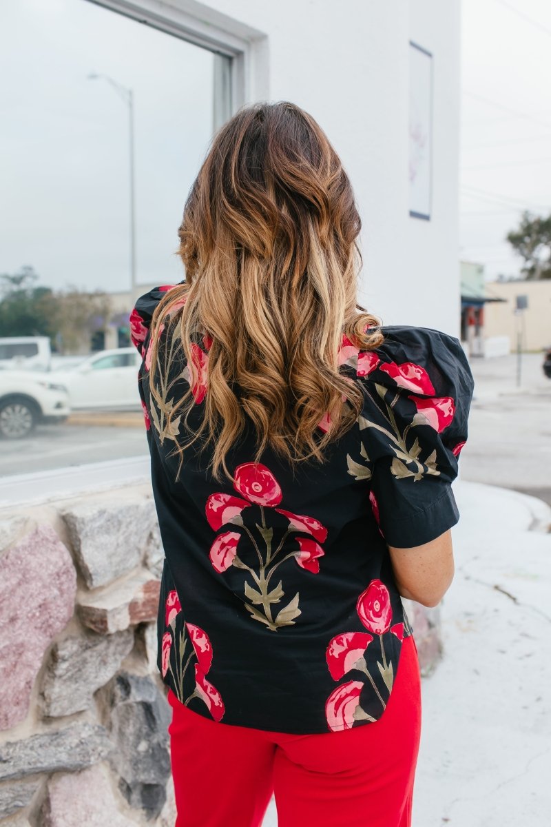 Floral Drama Top - Reg & Curvy - Macoma Boutique100 Short Sleeve