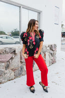 Floral Drama Top - Reg & Curvy - Macoma Boutique100 Short Sleeve