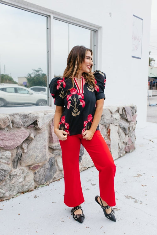 Floral Drama Top - Reg & Curvy - Macoma Boutique100 Short Sleeve