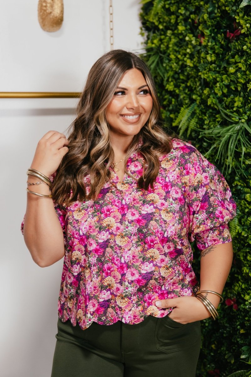 Floral Fling Top - Macoma Boutique100 Short Sleeve