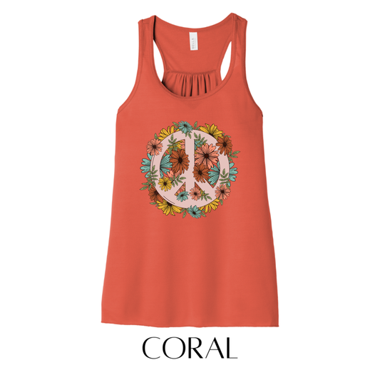 Floral Peace Graphic Tank Top