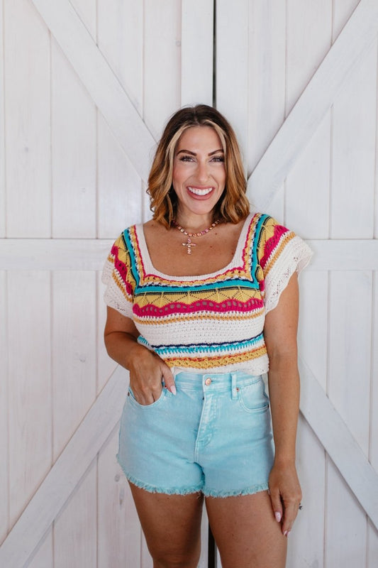 Folk Art Top - FINAL SALE - Macoma Boutique100 Short Sleeve