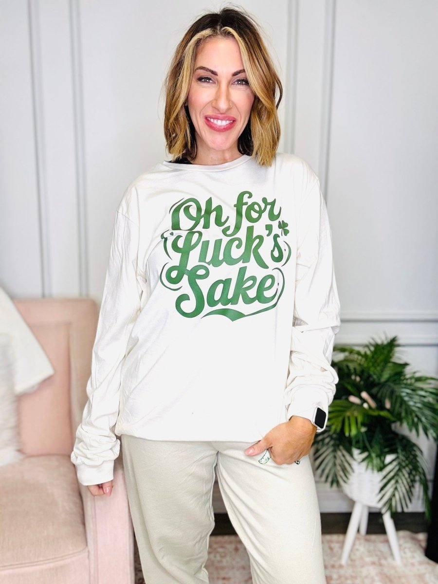 For Lucks Sake Long Sleeve Graphic Tee - FINAL SALE - Macoma Boutique555 Presales