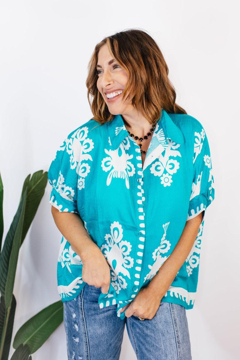 For The First Time Top in Jade - FINAL SALE - Macoma Boutique100 Short Sleeve