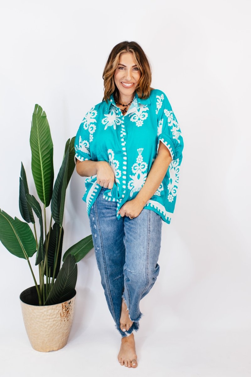 For The First Time Top in Jade - FINAL SALE - Macoma Boutique100 Short Sleeve