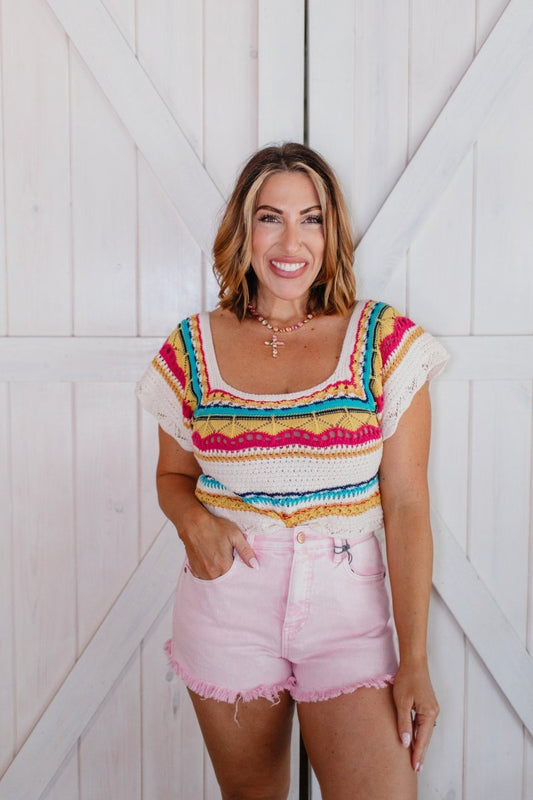 Fray Game Shorts in Pink - Reg/Curvy FINAL SALE - Macoma Boutique180 Shorts