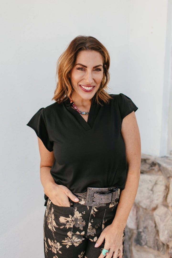 Fresh Picked Top In Black - Reg & Curvy - Macoma Boutique100 Short Sleeve