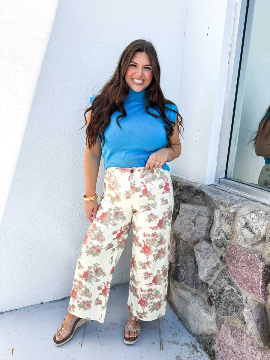 Garden Romance Pants In Cream - Reg & Curvy - Macoma Boutique210 Other Bottoms