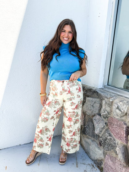 Garden Romance Pants In Cream - Reg & Curvy - Macoma Boutique210 Other Bottoms