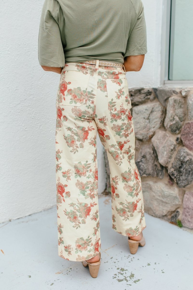 Garden Romance Pants In Cream - Reg & Curvy - Macoma Boutique210 Other Bottoms