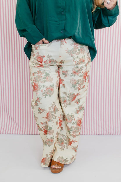 Garden Romance Pants In Cream - Reg & Curvy - Macoma Boutique210 Other Bottoms