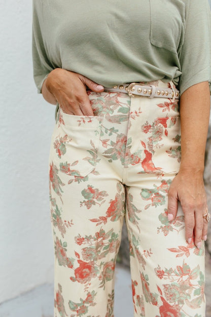 Garden Romance Pants In Cream - Reg & Curvy - Macoma Boutique210 Other Bottoms