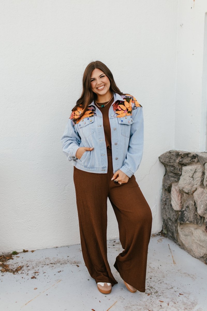 Gardens And Gems Denim Jacket - Macoma Boutique240 Jackets/Blazers