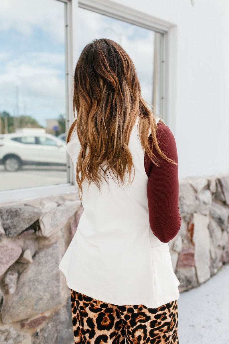 Get The Job Done Vest In Ivory - Reg & Curvy - Macoma Boutique240 Jackets/Blazers