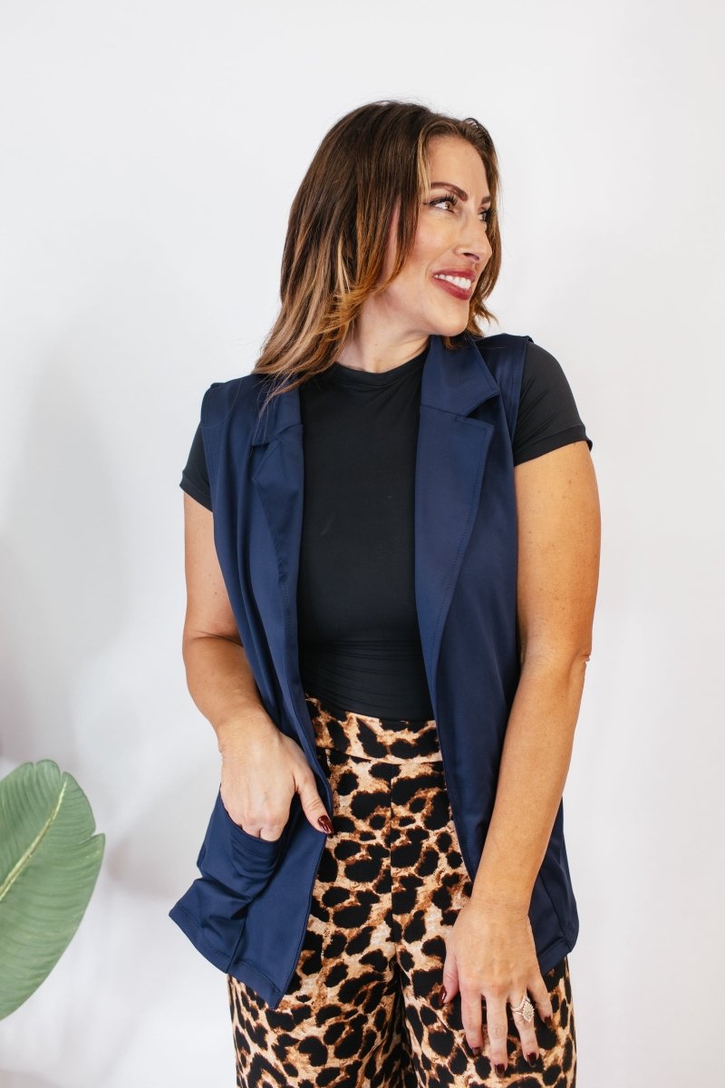 Get The Job Done Vest In Navy - Reg & Curvy - Macoma Boutique240 Jackets/Blazers