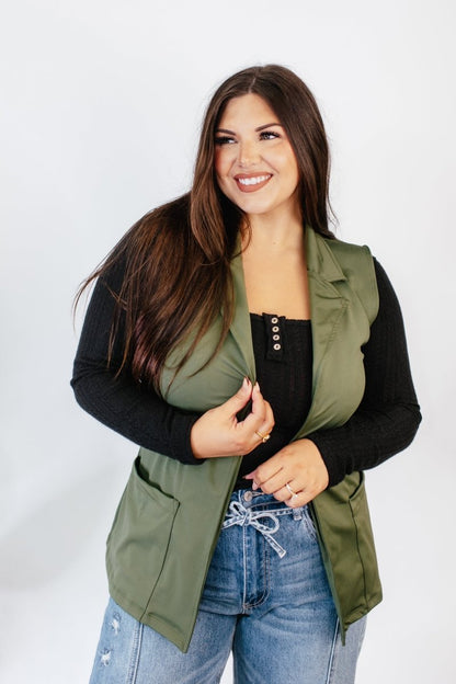 Get The Job Done Vest In Olive - Reg & Curvy - Macoma Boutique240 Jackets/Blazers