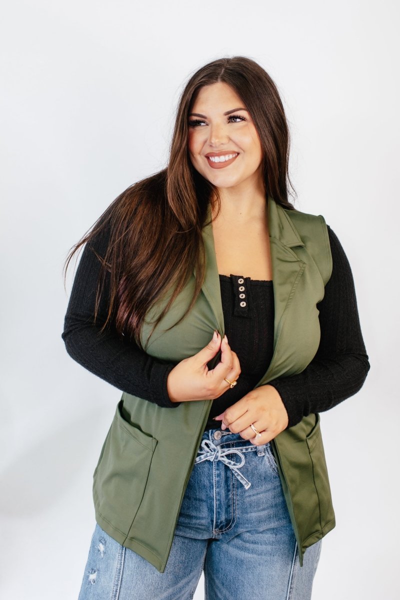 Get The Job Done Vest In Olive - Reg & Curvy