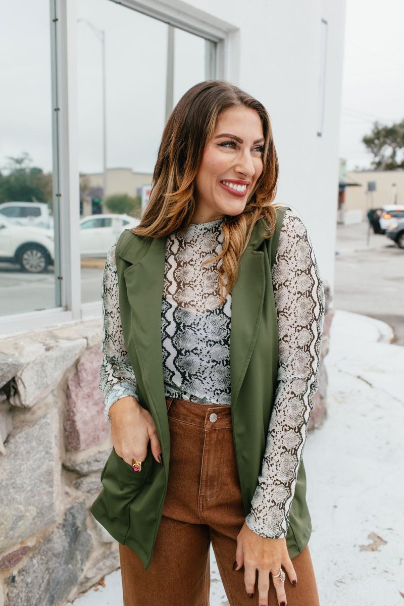 Get The Job Done Vest In Olive - Reg & Curvy - Macoma Boutique240 Jackets/Blazers