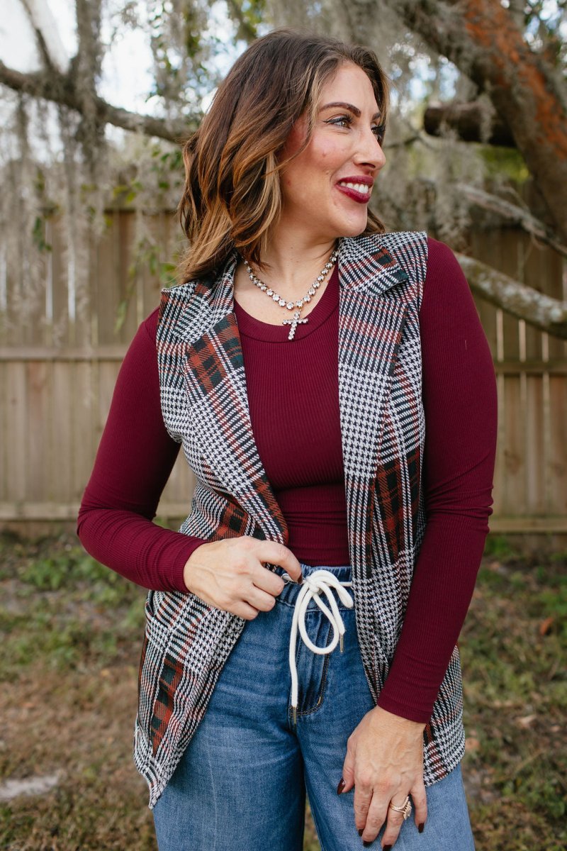 Get The Job Done Vest In Plaid - Reg & Curvy - Macoma Boutique240 Jackets/Blazers