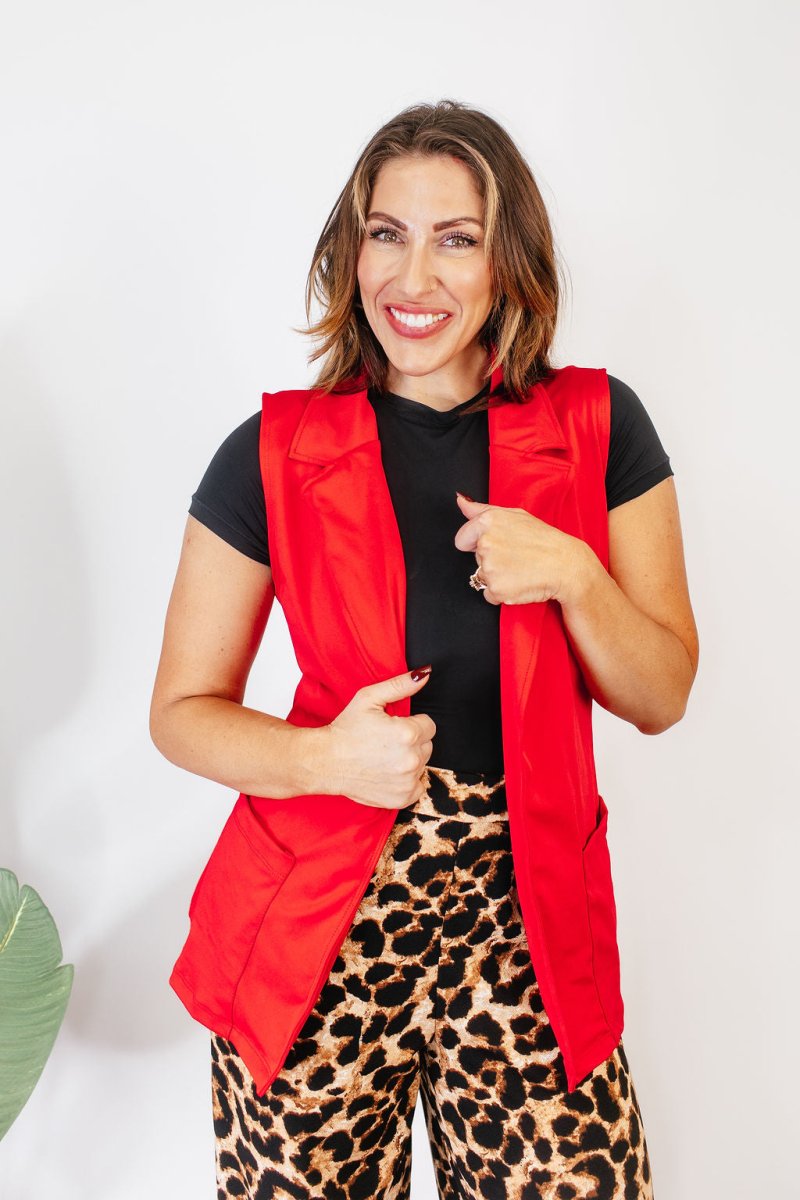 Get The Job Done Vest In Red - Reg & Curvy - Macoma Boutique240 Jackets/Blazers