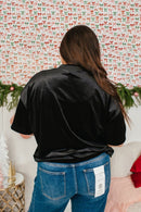 Glam Hour Velvet Top In Black - Reg & Curvy - Macoma Boutique100 Short Sleeve