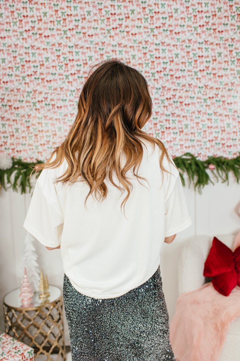 Glam Hour Velvet Top In Ivory - Reg & Curvy - Macoma Boutique100 Short Sleeve