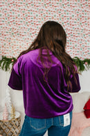 Glam Hour Velvet Top In Purple - Reg & Curvy - Macoma Boutique100 Short Sleeve
